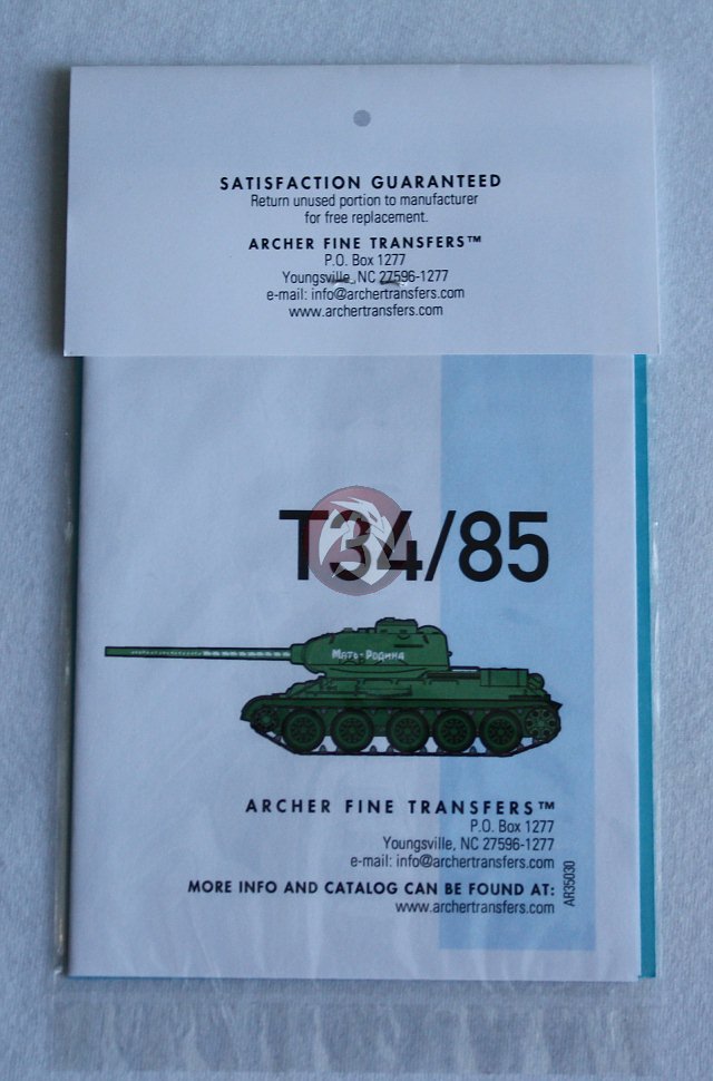 AR35030 Archer 1/35 Russian T-34/85 Tank Turret Markings WWII Sheet #1 6 tanks 