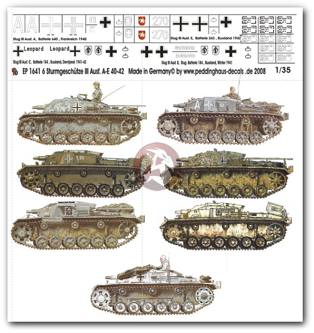 Peddinghaus 1/35 StuG III Ausf.A-E Sd.Kfz.142 Markings 1940