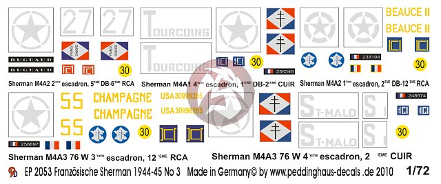 Peddinghaus 1/35 Sherman Tank Markings of Free French Forces 1944-1945 No.3 2047