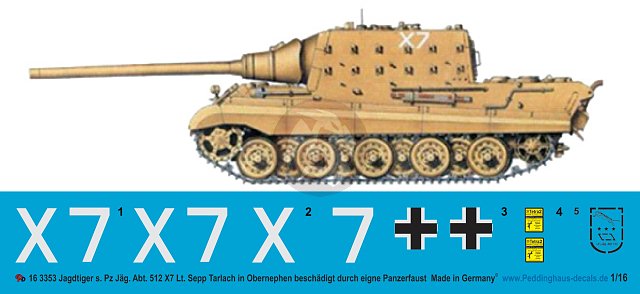 Peddinghaus 1/16 Jagdtiger Markings WWII Sepp Tarlach s.Pz