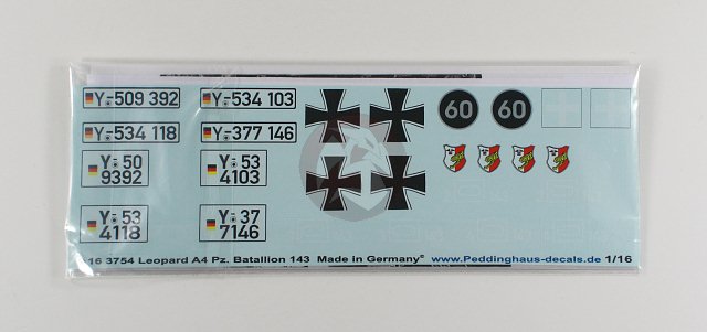 143 Peddinghaus-Decals 1//16 3754 Leopard A4 Panz Bat