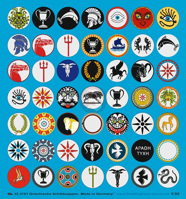 Peddinghaus 1 32 Ancient Greek Hoplite Shield Emblems Aspis Heraldry
