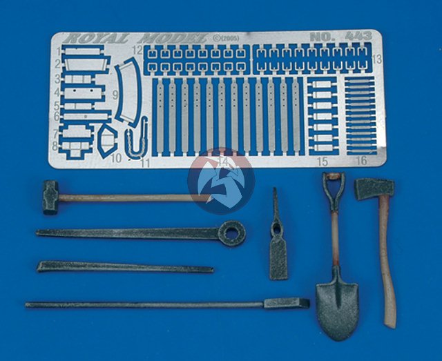 455 Resin + PE Royal Model 1//35 German Tiger I Tank Tools and Holders Set WWII